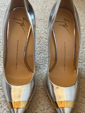 Giuseppe Zanotti Ester Argento Leather Pumps